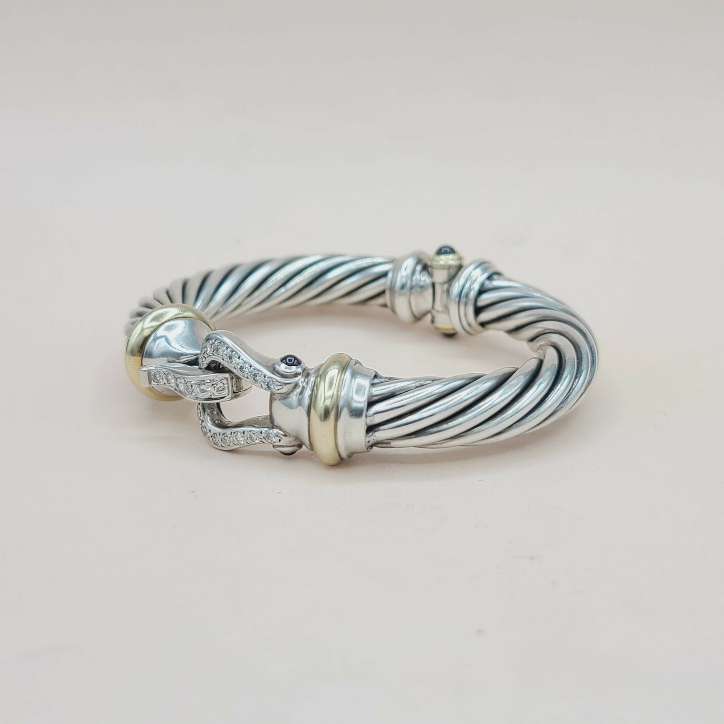 David Yurman 10mm Cable Buckle Bracelet Garnet & Diamonds
