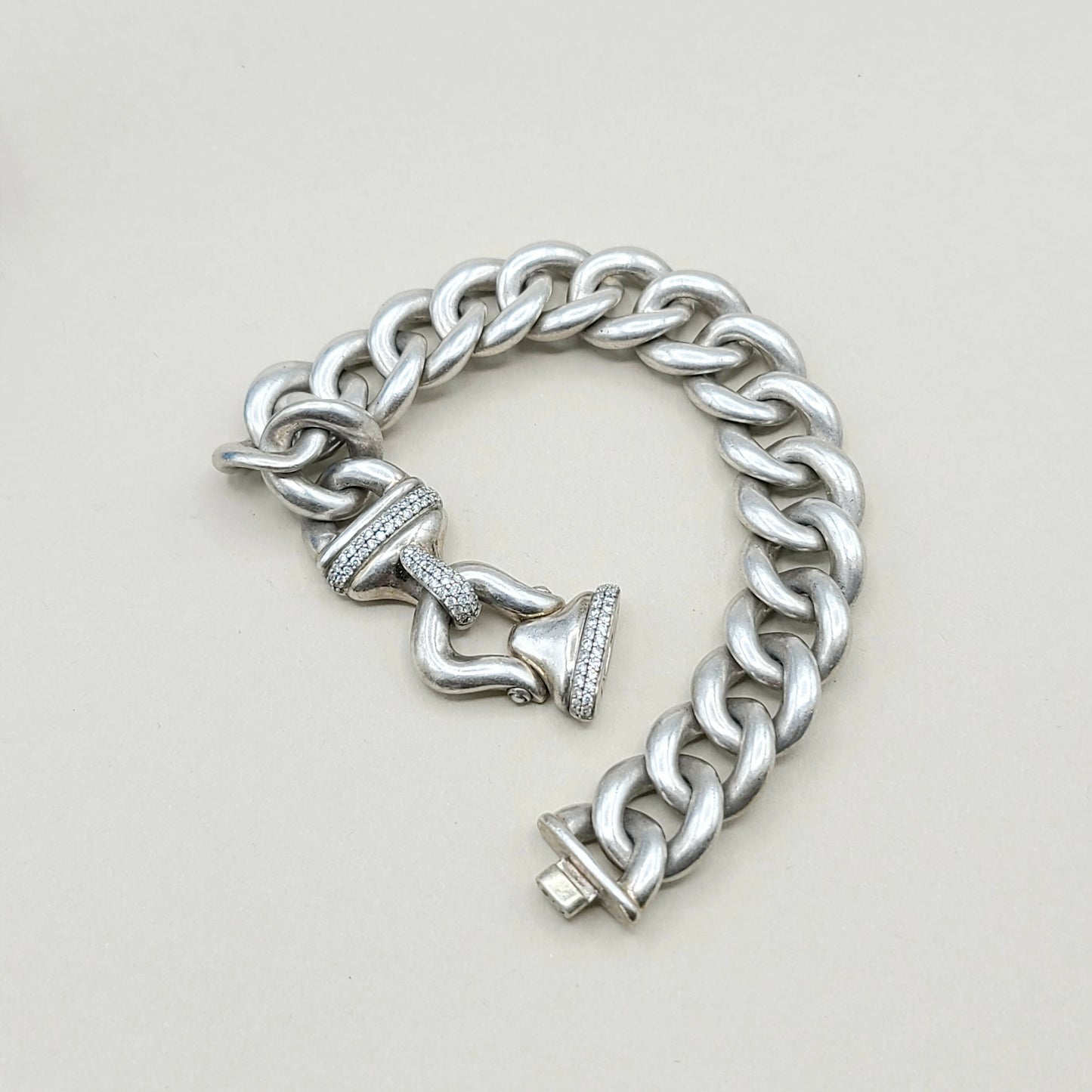 David Yurman 14mm Diamond Buckle Curb Link Bracelet