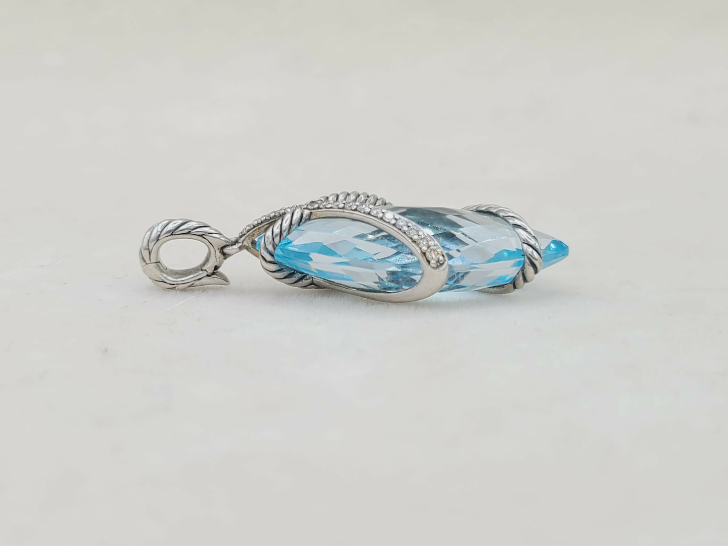 David Yurman Cable Wrap Pendant Blue Topaz & Diamonds