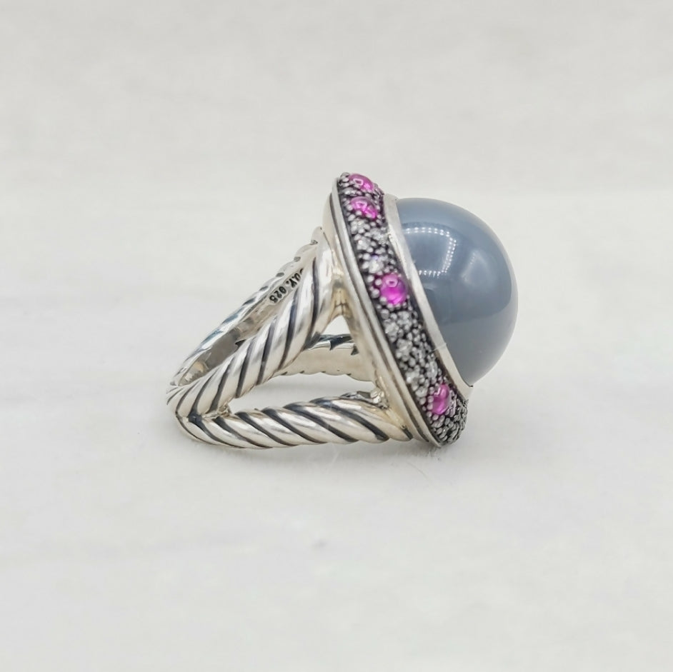 David Yurman Cerise Midnight Melange Ring – Moonstone & Ruby