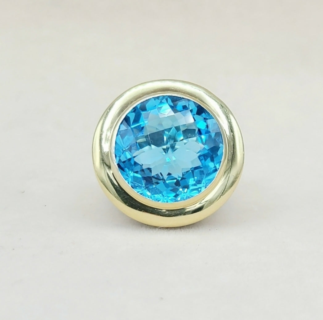 David Yurman Cerise Ring 18mm – Blue Topaz & Gold