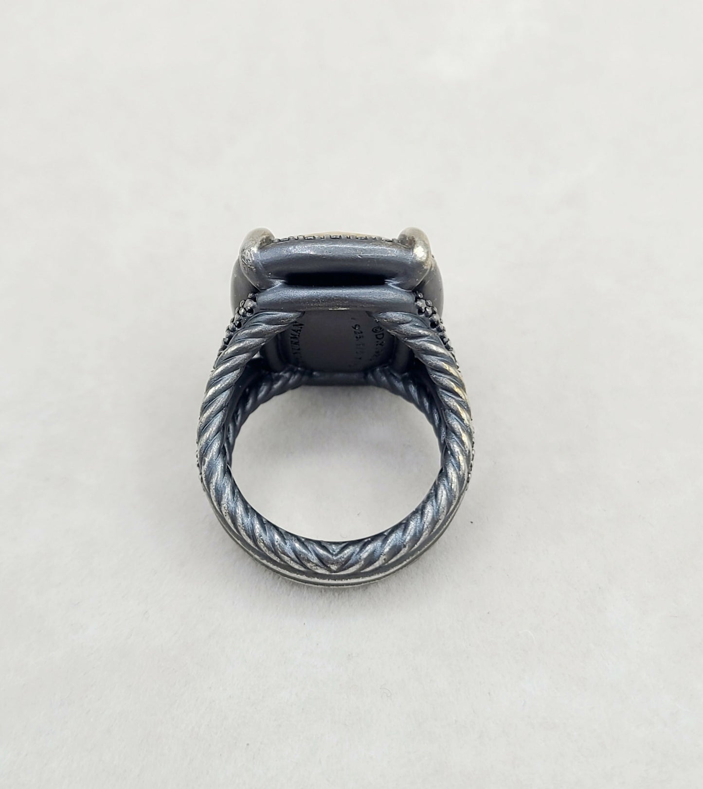 David Yurman Chatelaine Oblong Ring Black Diamonds & Gold