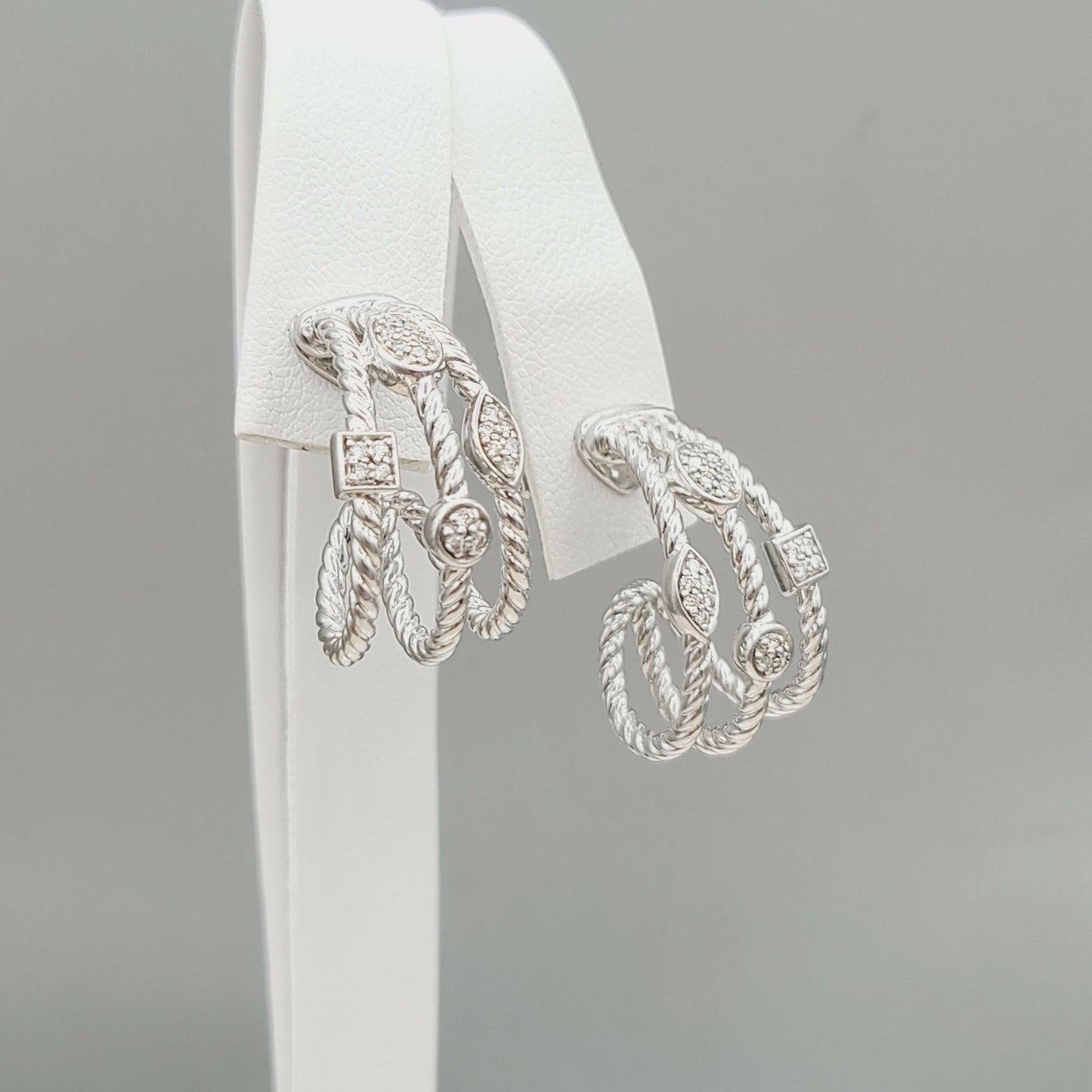 David Yurman Confetti Earrings Three Row with Diamonds