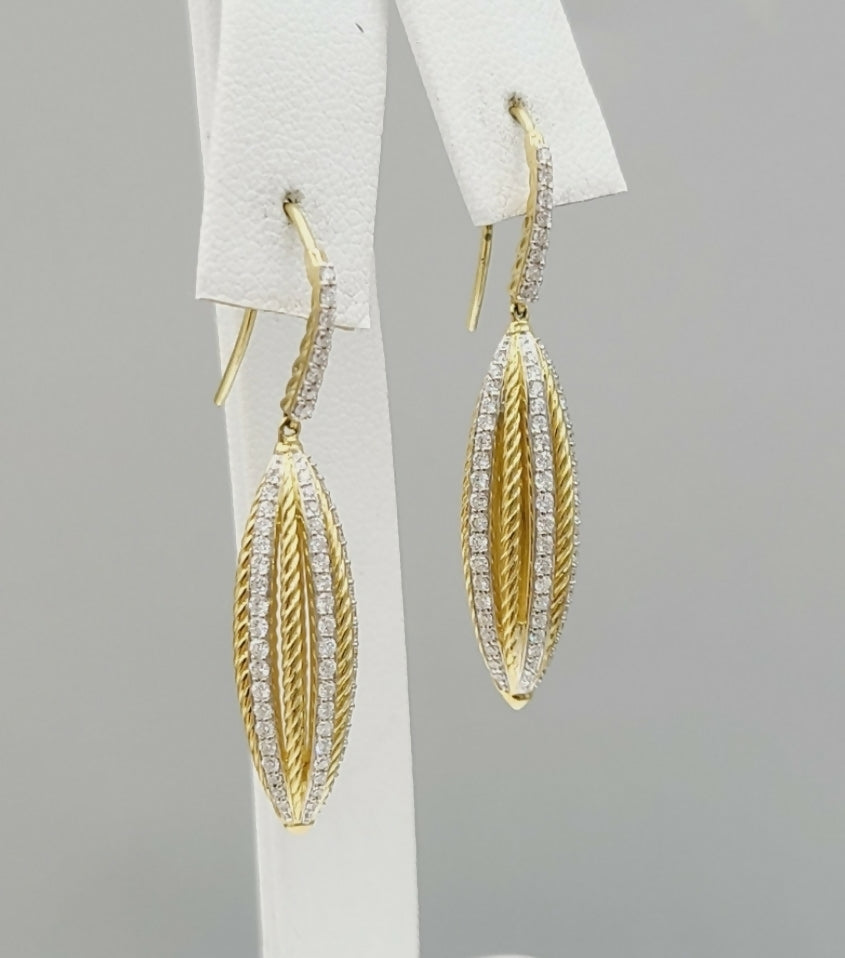 David Yurman Lantana Drop Earrings – 18k Gold & Diamonds