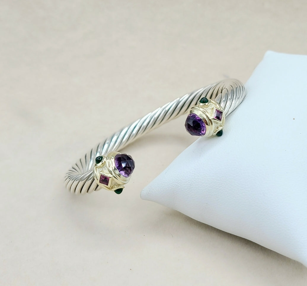 David Yurman Renaissance Bracelet 7mm Amethyst & Garnet