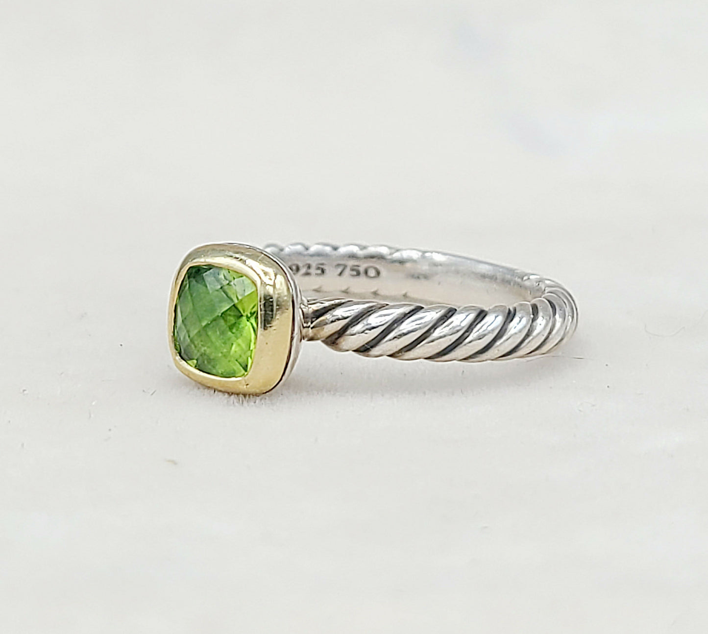 David Yurman Stackable Ring Peridot & Gold