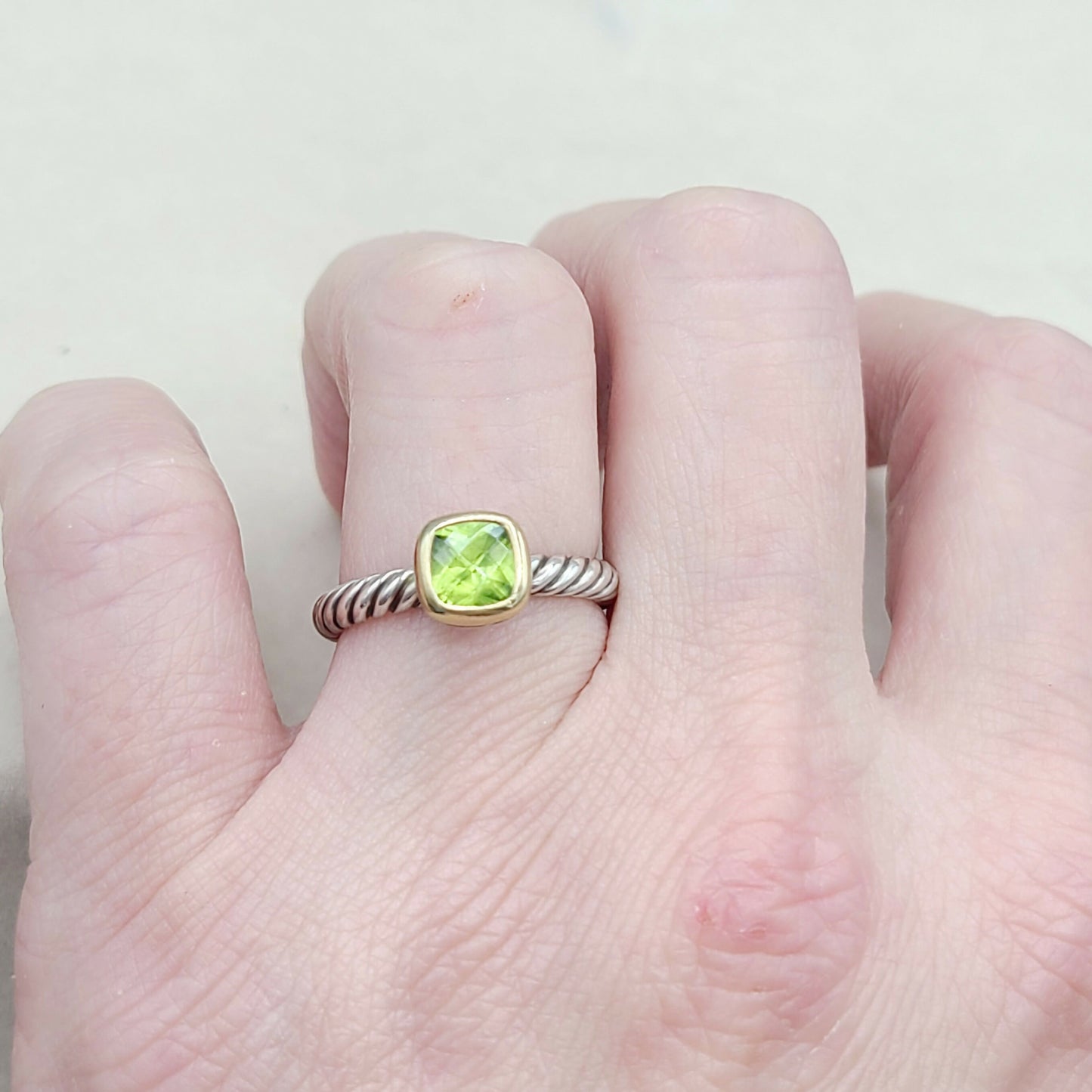 David Yurman Stackable Ring Peridot & Gold