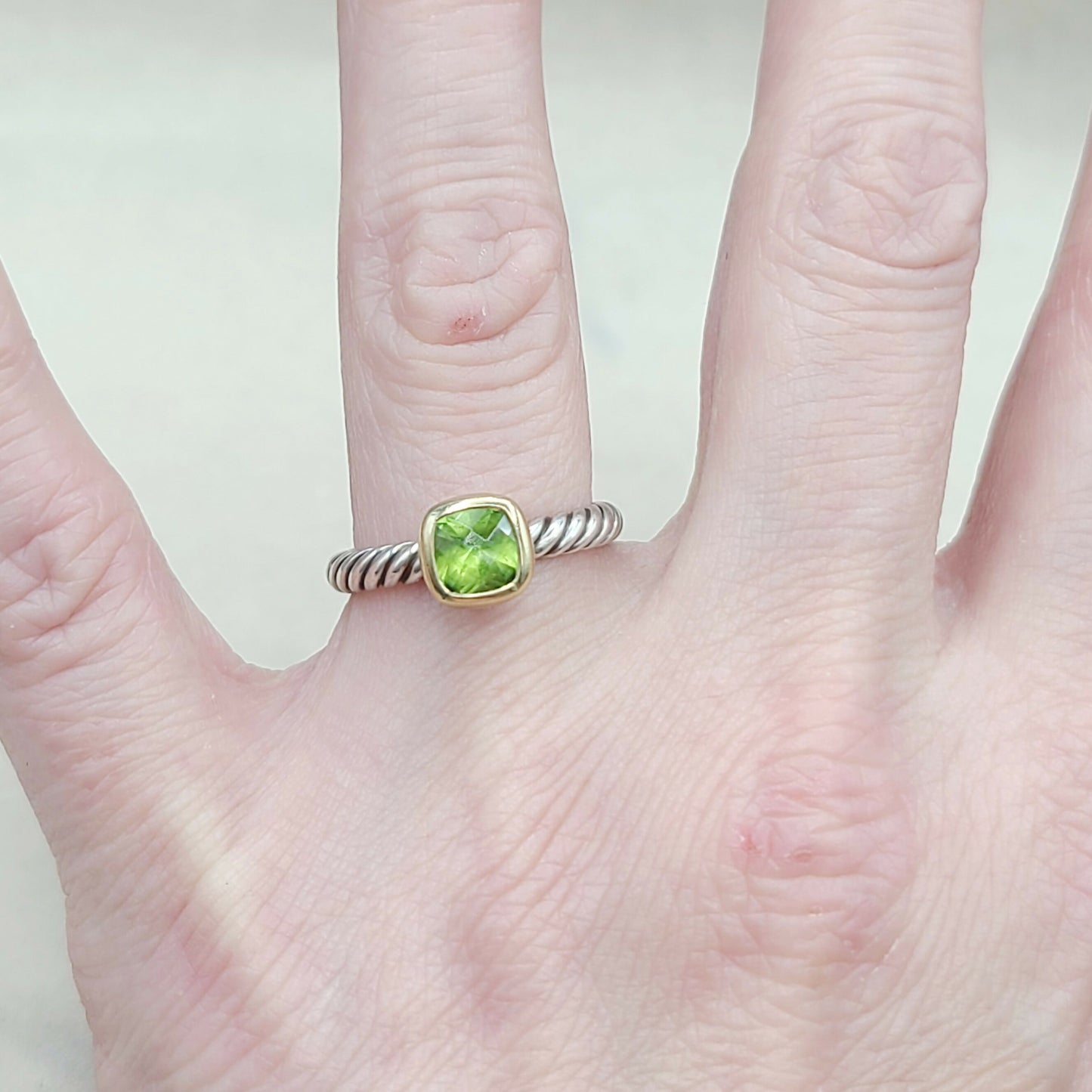 David Yurman Stackable Ring Peridot & Gold