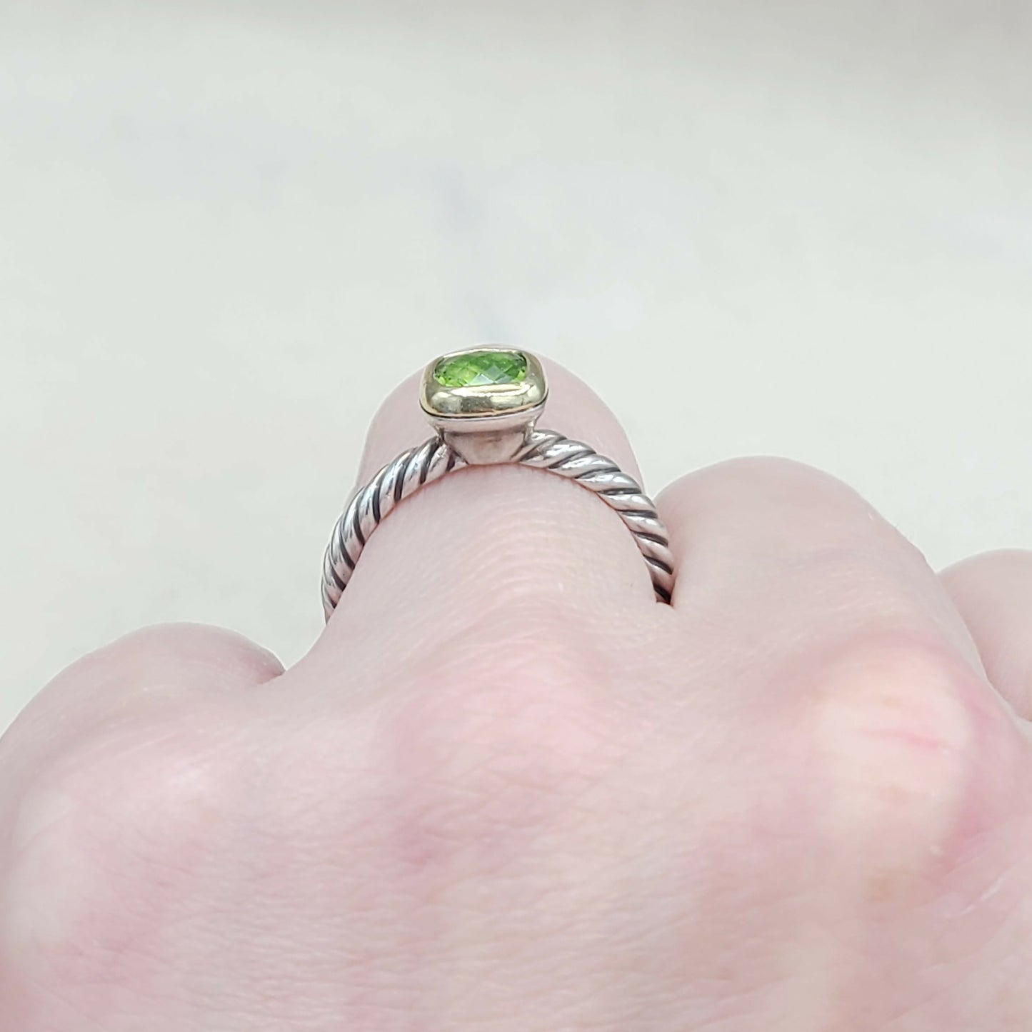 David Yurman Stackable Ring Peridot & Gold
