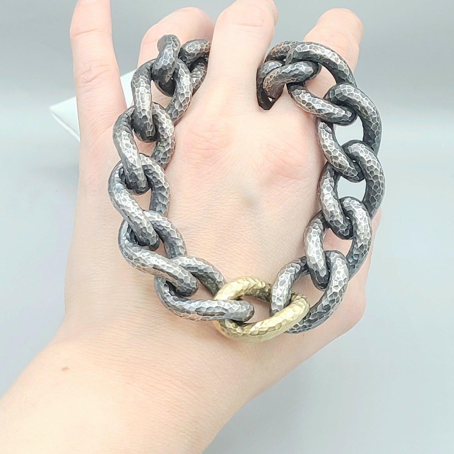 David Yurman Black Gold Hammered Curb Link Necklace-
