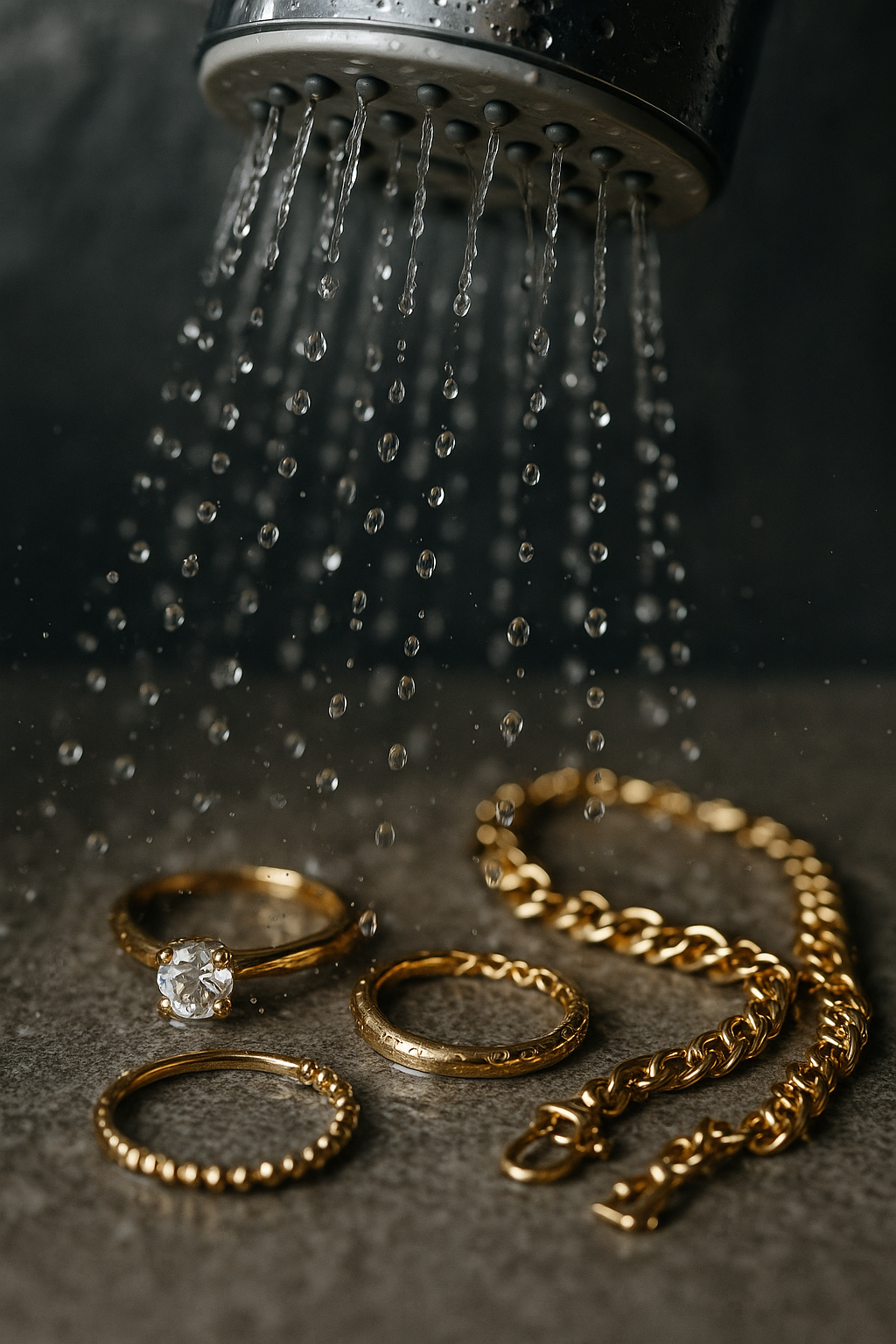 Jewelry in shower 