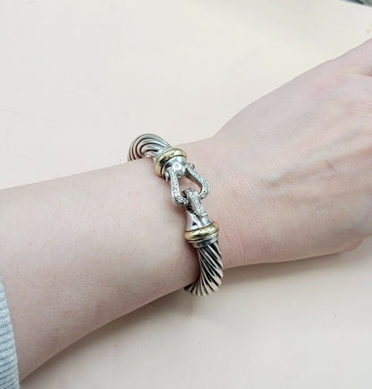    David Yurman 10mm Cable Buckle Bracelet Garnet & Diamonds