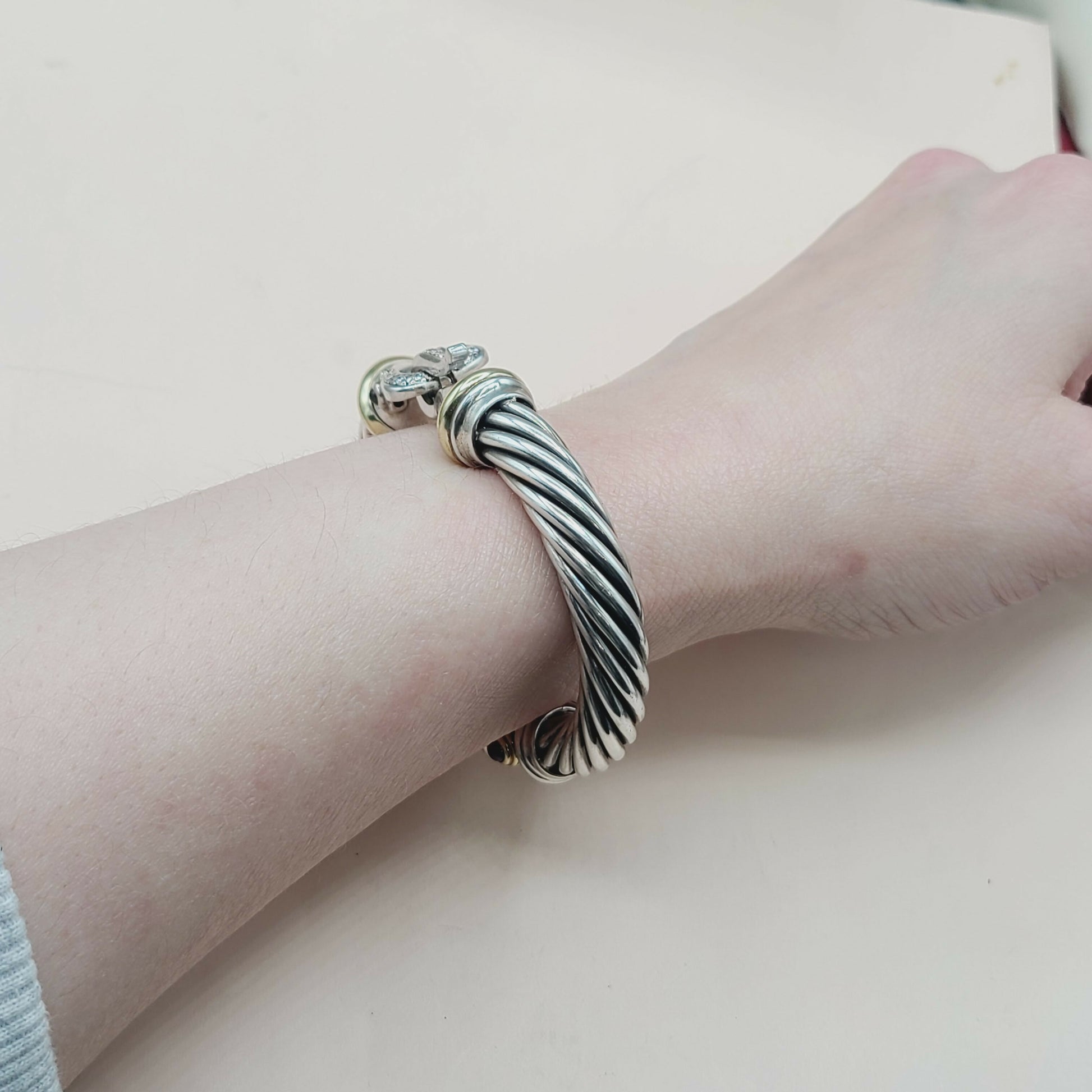    David Yurman 10mm Cable Buckle Bracelet Garnet & Diamonds