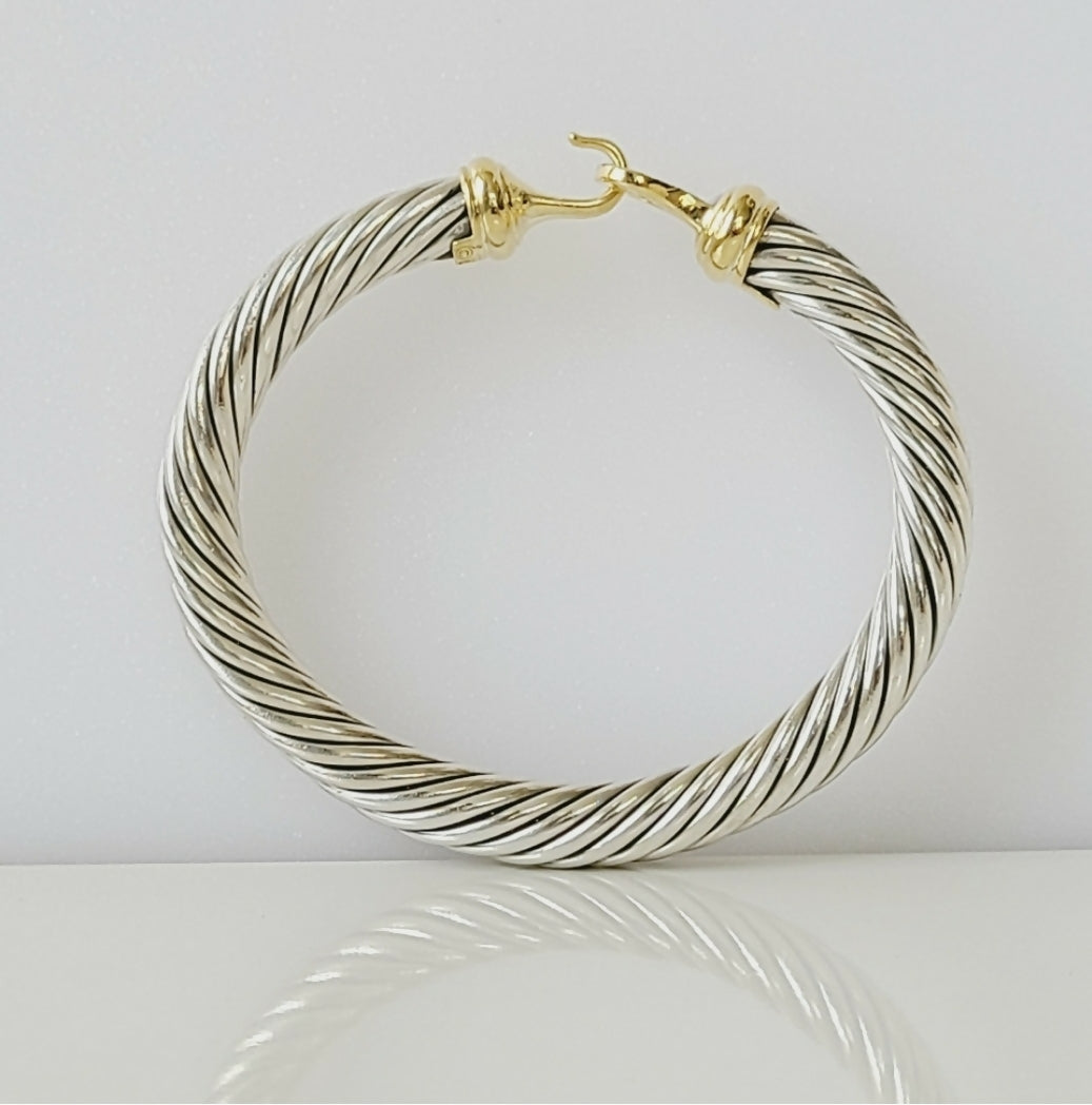    David Yurman 7 mm Cable Diamond Buckle Bracelet Gold