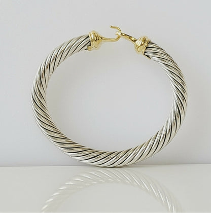    David Yurman 7 mm Cable Diamond Buckle Bracelet Gold