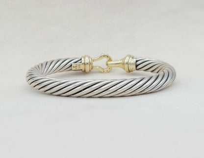    David Yurman 7 mm Cable Diamond Buckle Bracelet Gold