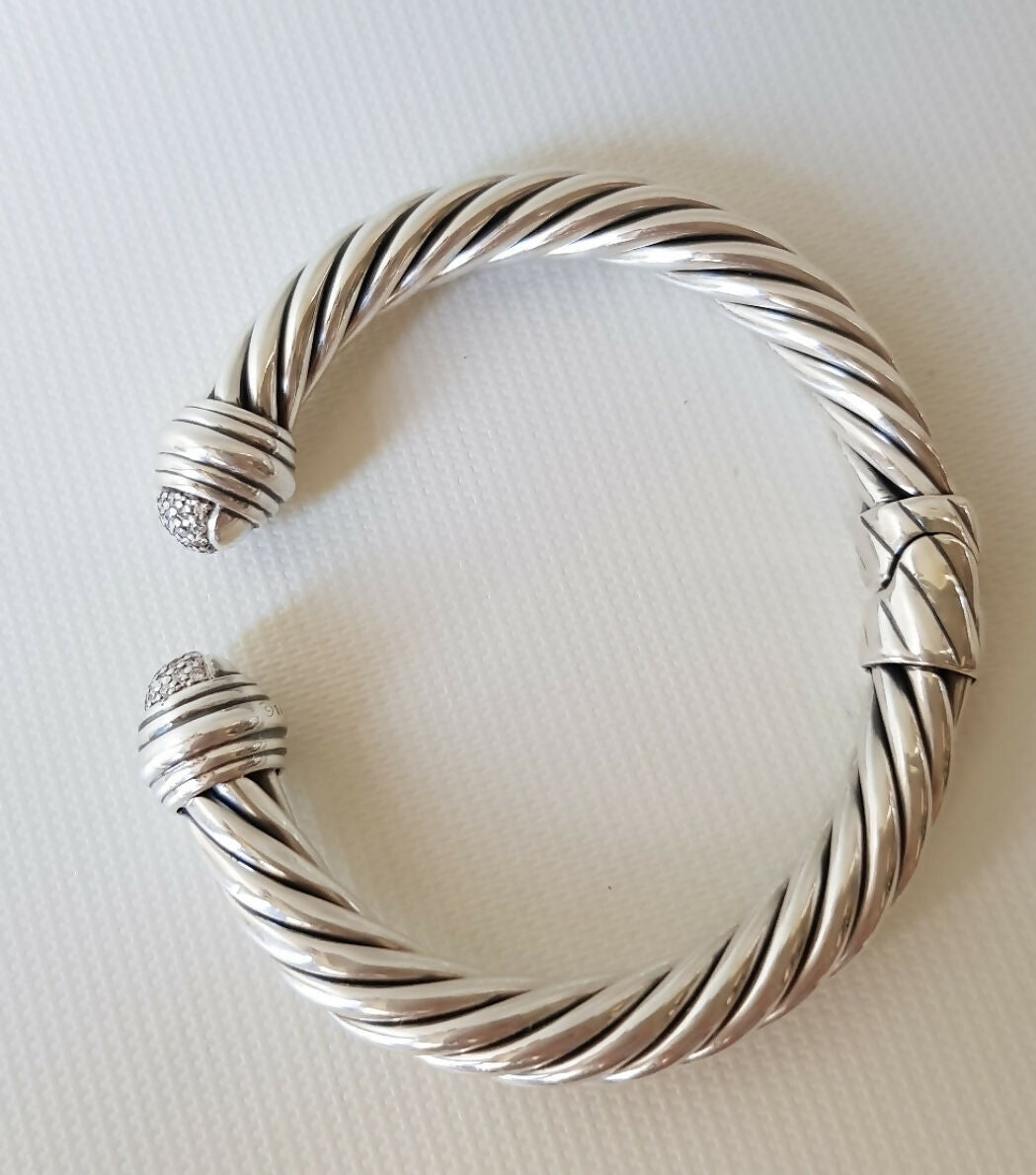    David-Yurman-8.5mm-Pave Diamond-Tip-Bracelet-