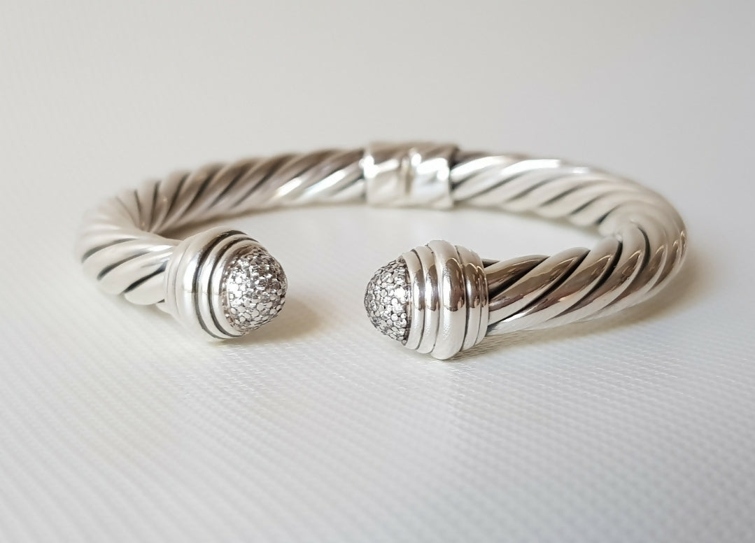    David-Yurman-8.5mm-Pave Diamond-Tip-Bracelet-