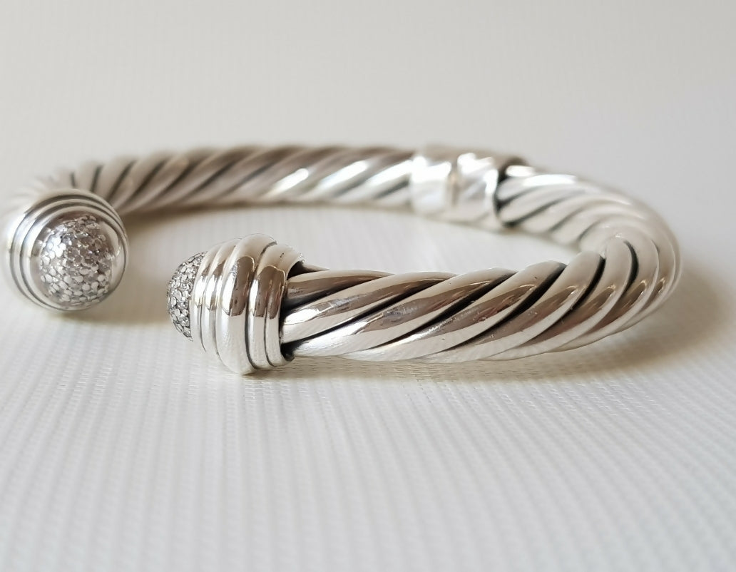    David-Yurman-8.5mm-Pave Diamond-Tip-Bracelet-