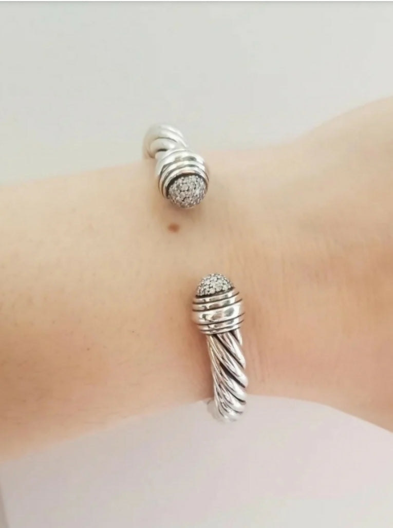    David-Yurman-8.5mm-Pave Diamond-Tip-Bracelet-