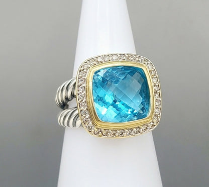    David Yurman Albion 11mm Blue Topaz & Diamonds – 18k Gold