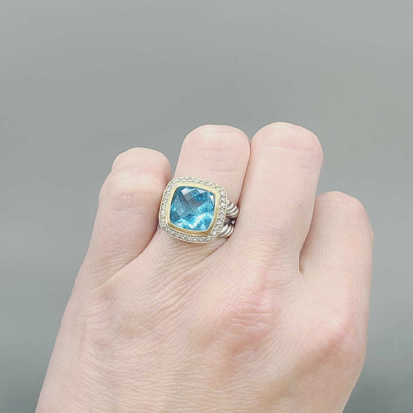    David Yurman Albion 11mm Blue Topaz & Diamonds – 18k Gold