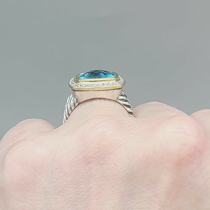    David Yurman Albion 11mm Blue Topaz & Diamonds – 18k Gold