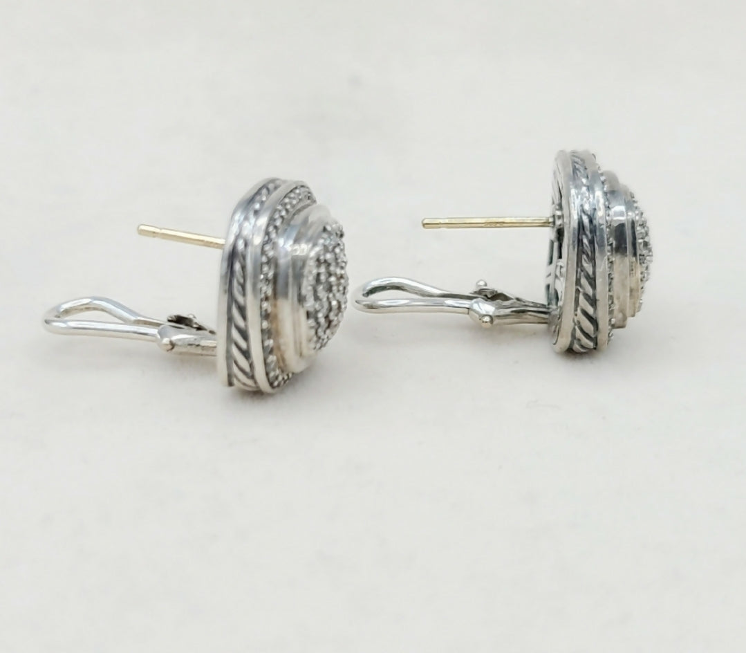    David Yurman Albion 11mm Pave Diamond Earrings