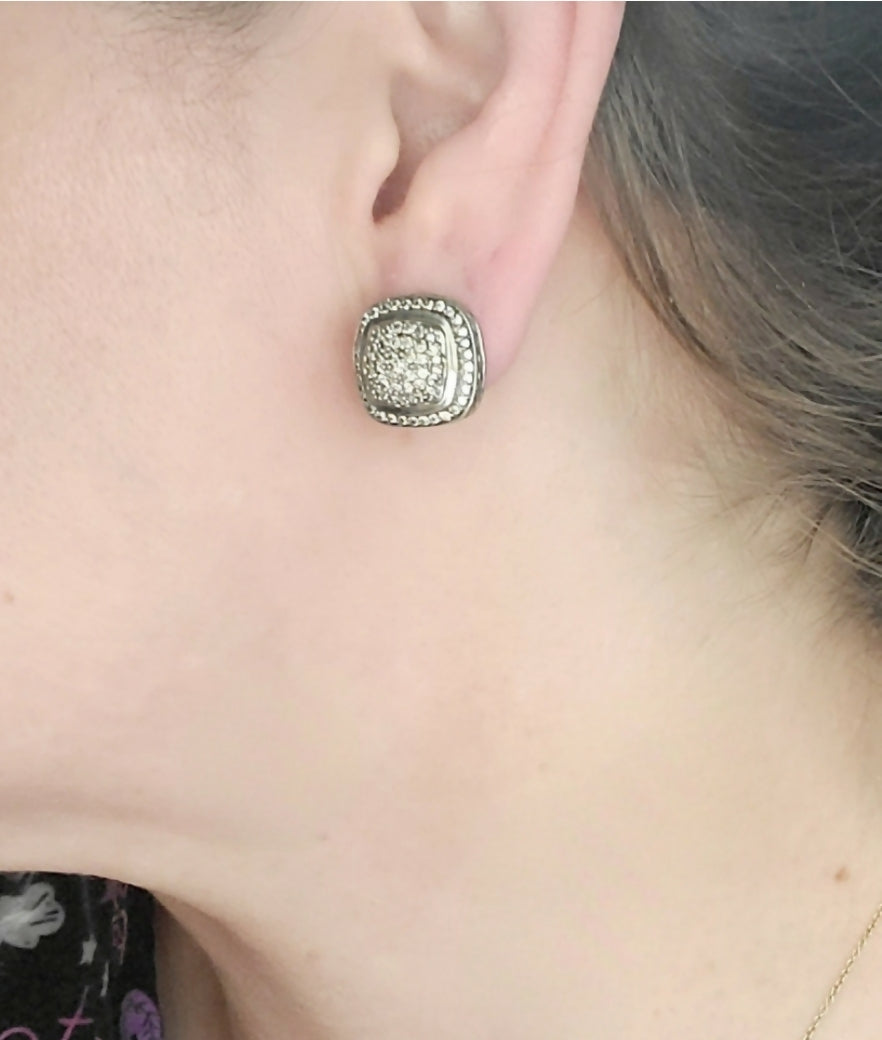    David Yurman Albion 11mm Pave Diamond Earrings