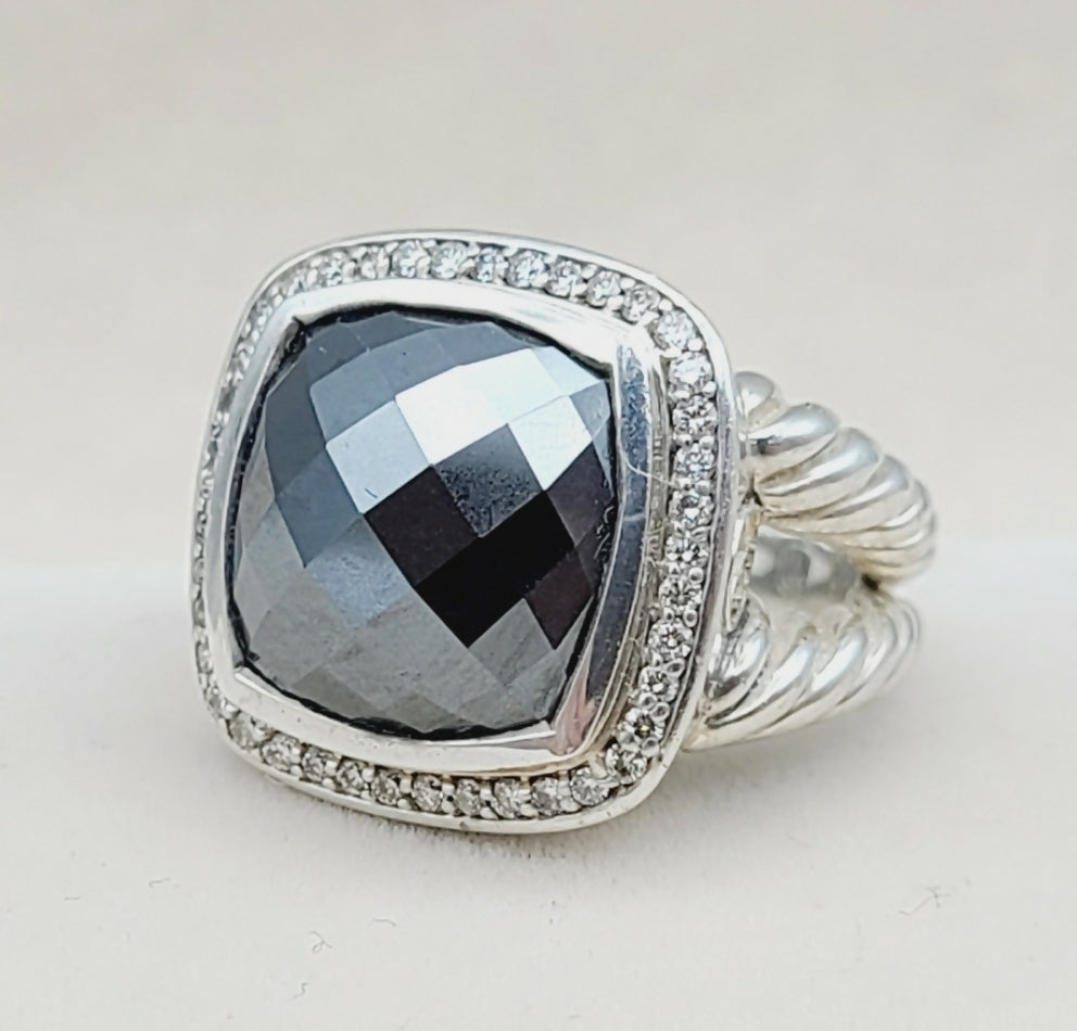    David Yurman Albion 14mm Hematite Diamond Ring