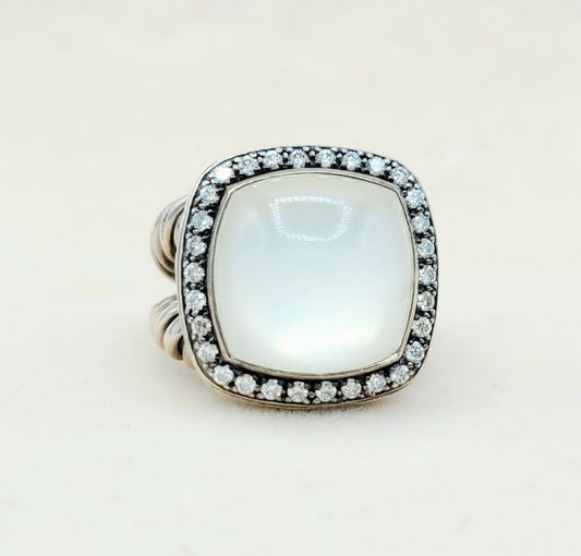    David Yurman Albion 14mm Moonstone & Diamond Ring