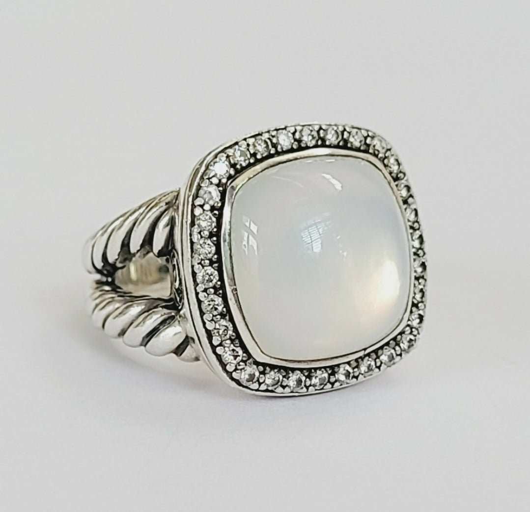    David Yurman Albion 14mm Moonstone & Diamond Ring