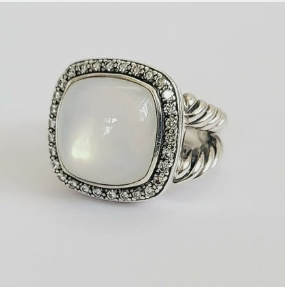    David Yurman Albion 14mm Moonstone & Diamond Ring