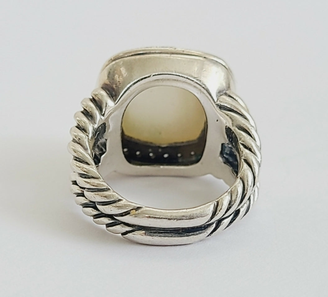    David Yurman Albion 14mm Moonstone & Diamond Ring
