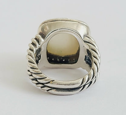    David Yurman Albion 14mm Moonstone & Diamond Ring