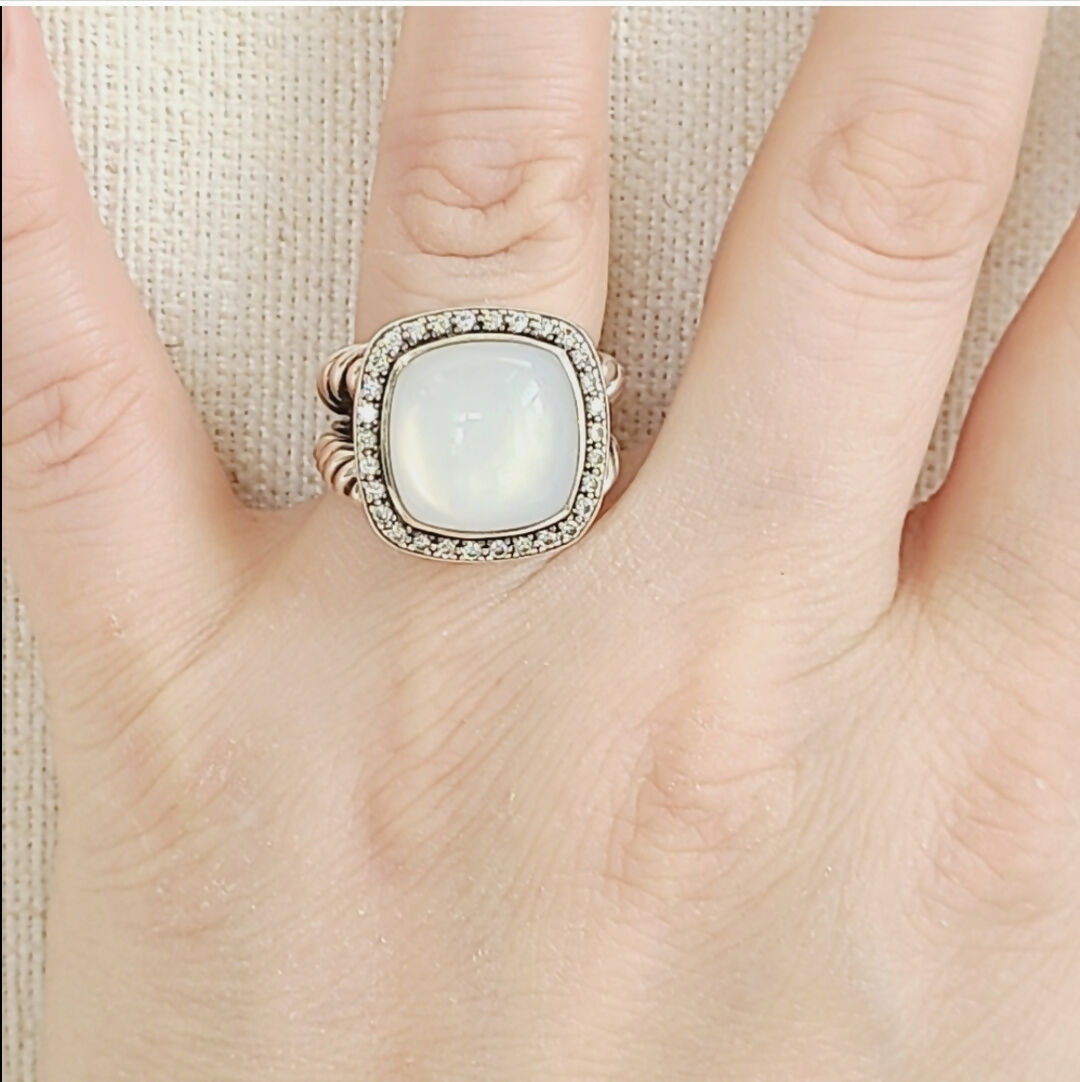    David Yurman Albion 14mm Moonstone & Diamond Ring