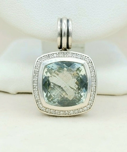    David Yurman Albion 14mm Prasiolite Diamond Pendant