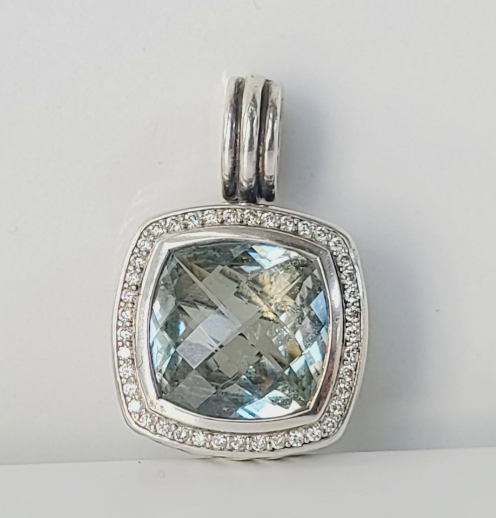    David Yurman Albion 14mm Prasiolite Diamond Pendant