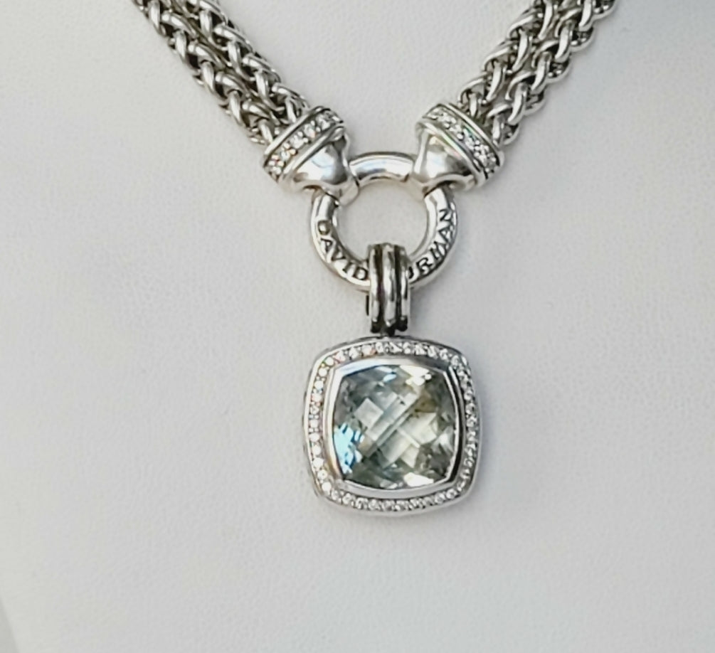    David Yurman Albion 14mm Prasiolite Diamond Pendant
