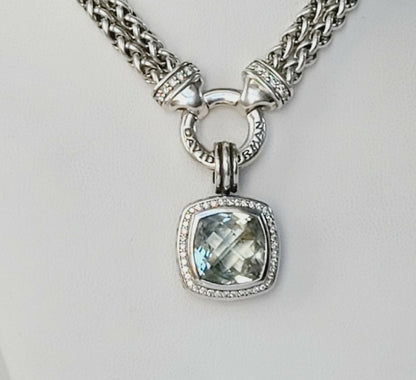    David Yurman Albion 14mm Prasiolite Diamond Pendant