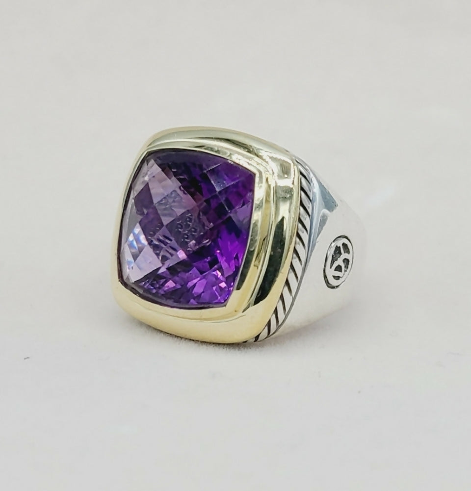    David Yurman Albion 15mm Amethyst Ring – Gold