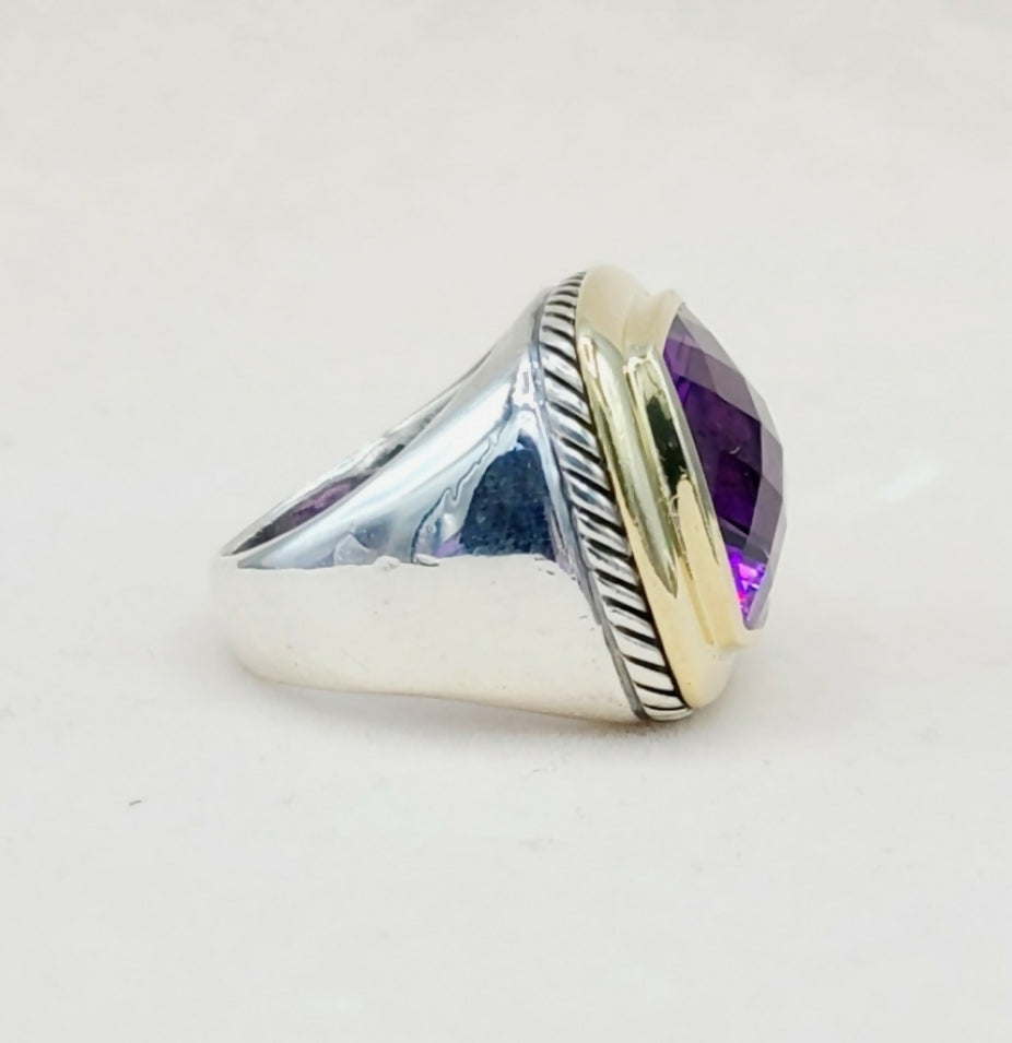    David Yurman Albion 15mm Amethyst Ring – Gold