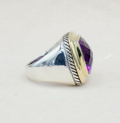    David Yurman Albion 15mm Amethyst Ring – Gold