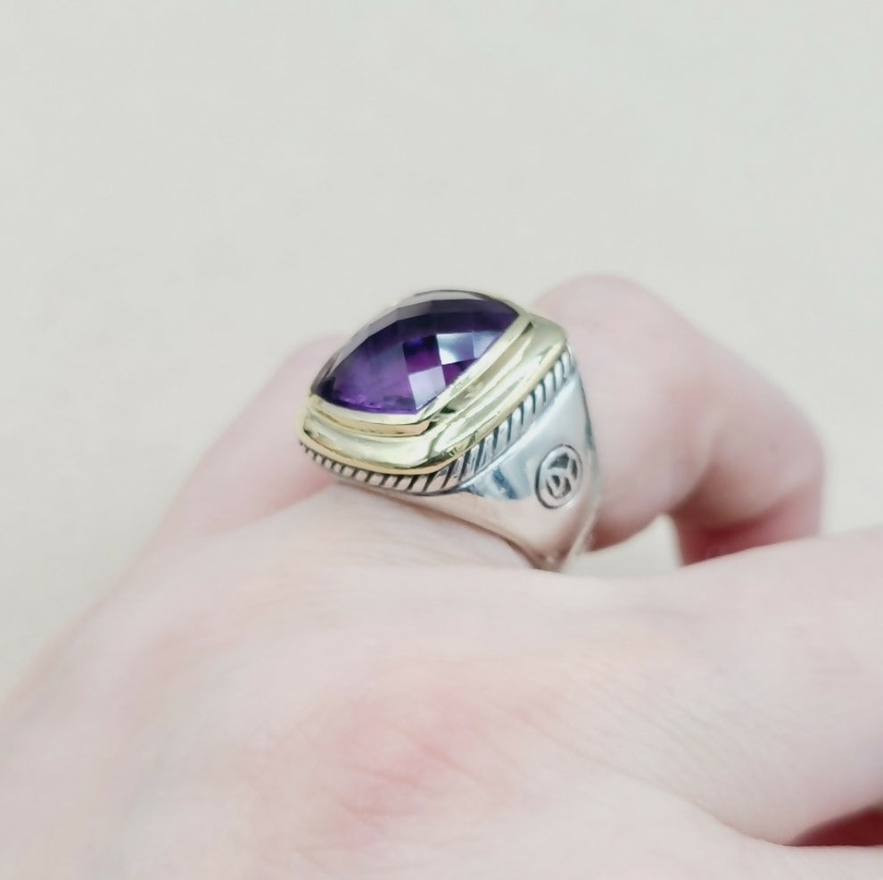    David Yurman Albion 15mm Amethyst Ring – Gold