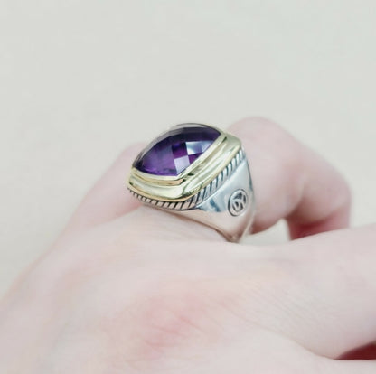    David Yurman Albion 15mm Amethyst Ring – Gold