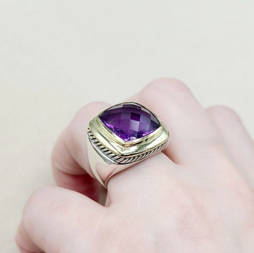    David Yurman Albion 15mm Amethyst Ring – Gold