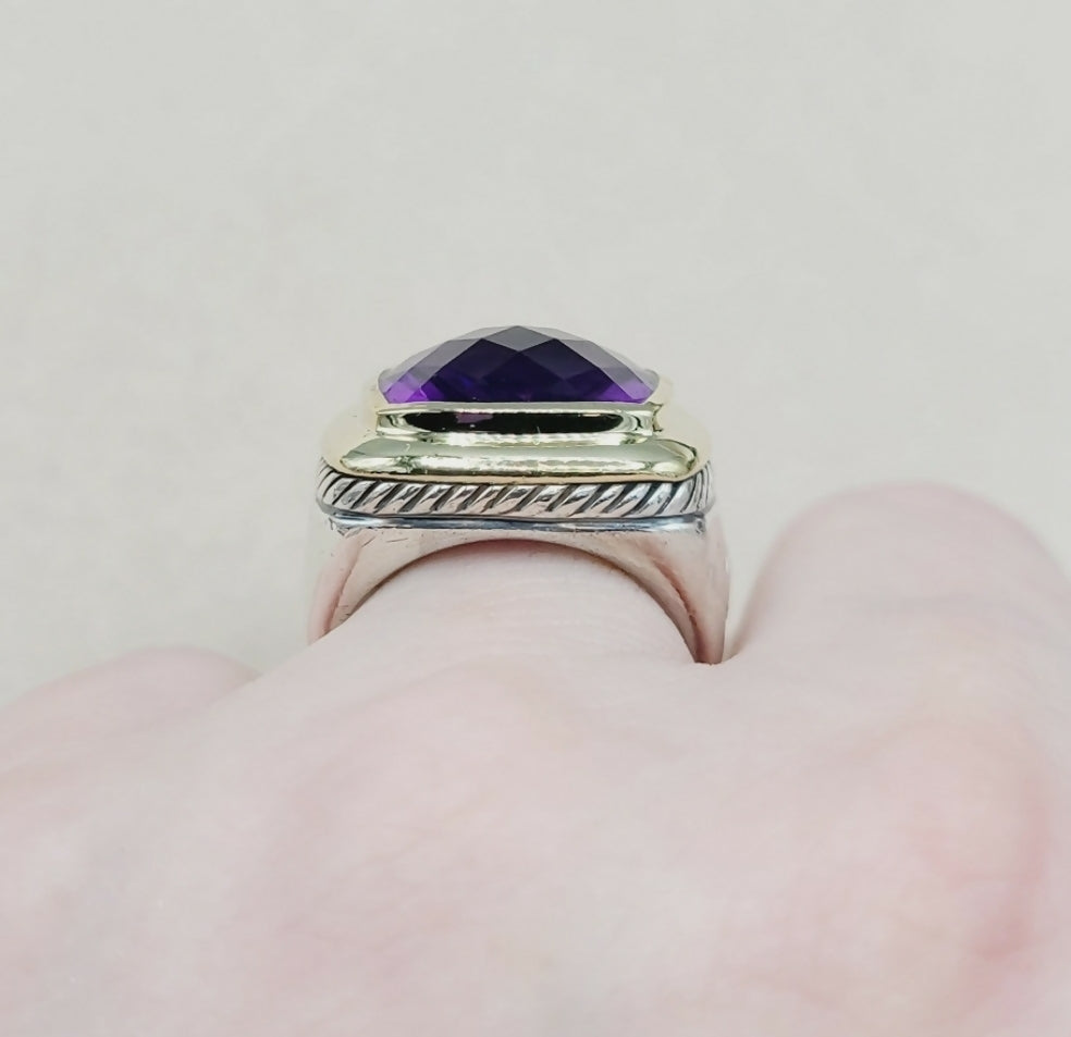    David Yurman Albion 15mm Amethyst Ring – Gold