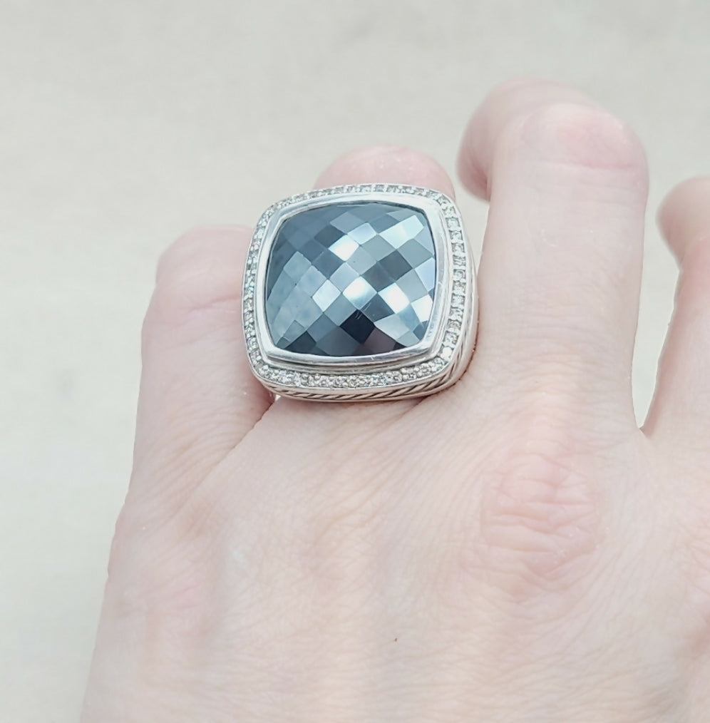    David Yurman Albion 20mm Hematite & Diamond Ring
