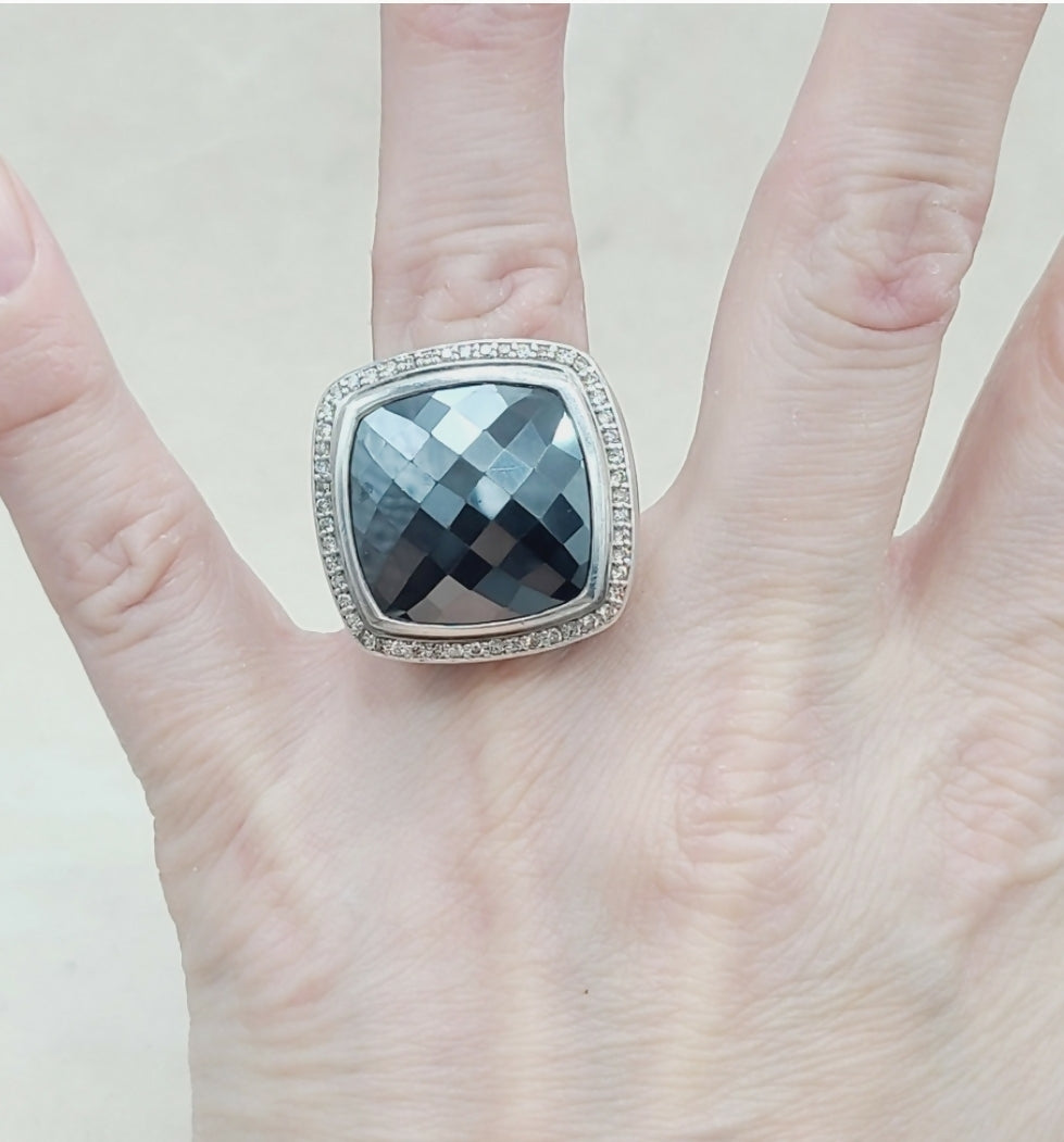    David Yurman Albion 20mm Hematite & Diamond Ring
