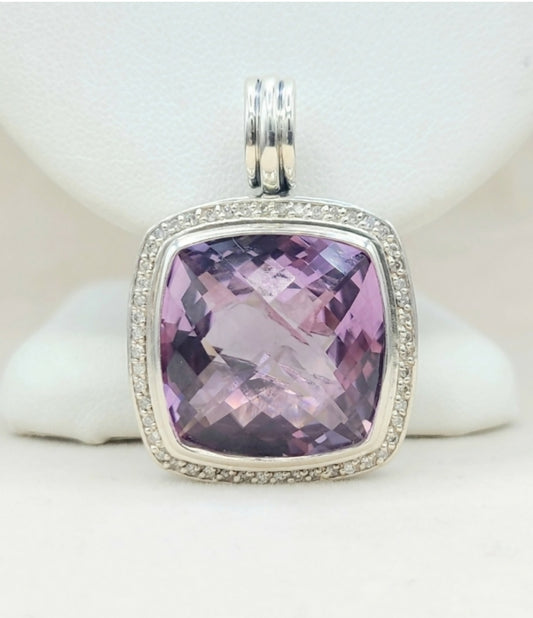    David Yurman Albion 20mm Lavender Amethyst Diamond Pendant